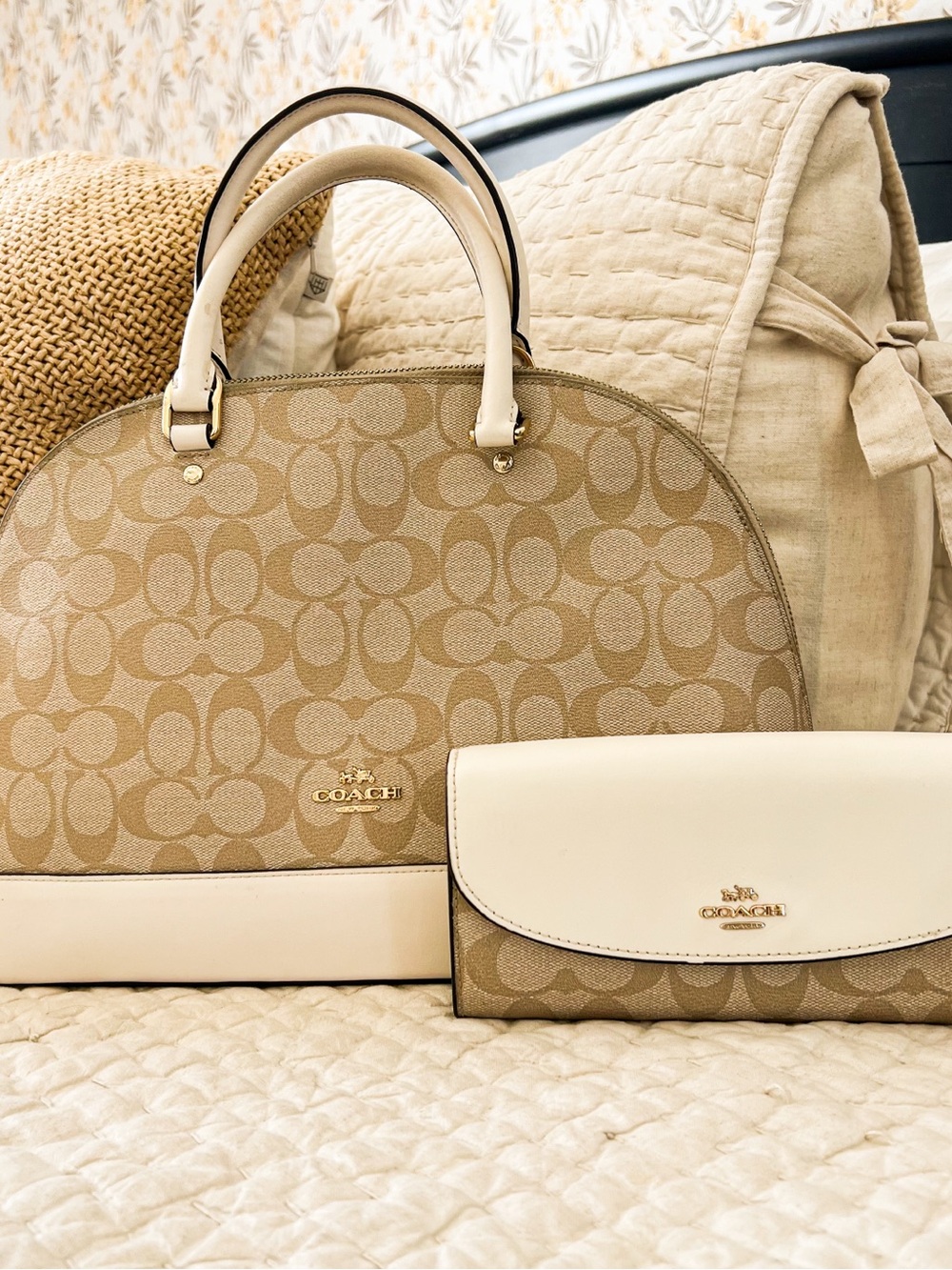 Coach Khaki and Chalk Dome Satchel with Matching Wallet